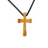 Hand-carved Cross Pendant Leather Rope Neckchain for Prayer Funny Cross Necklaces  Church