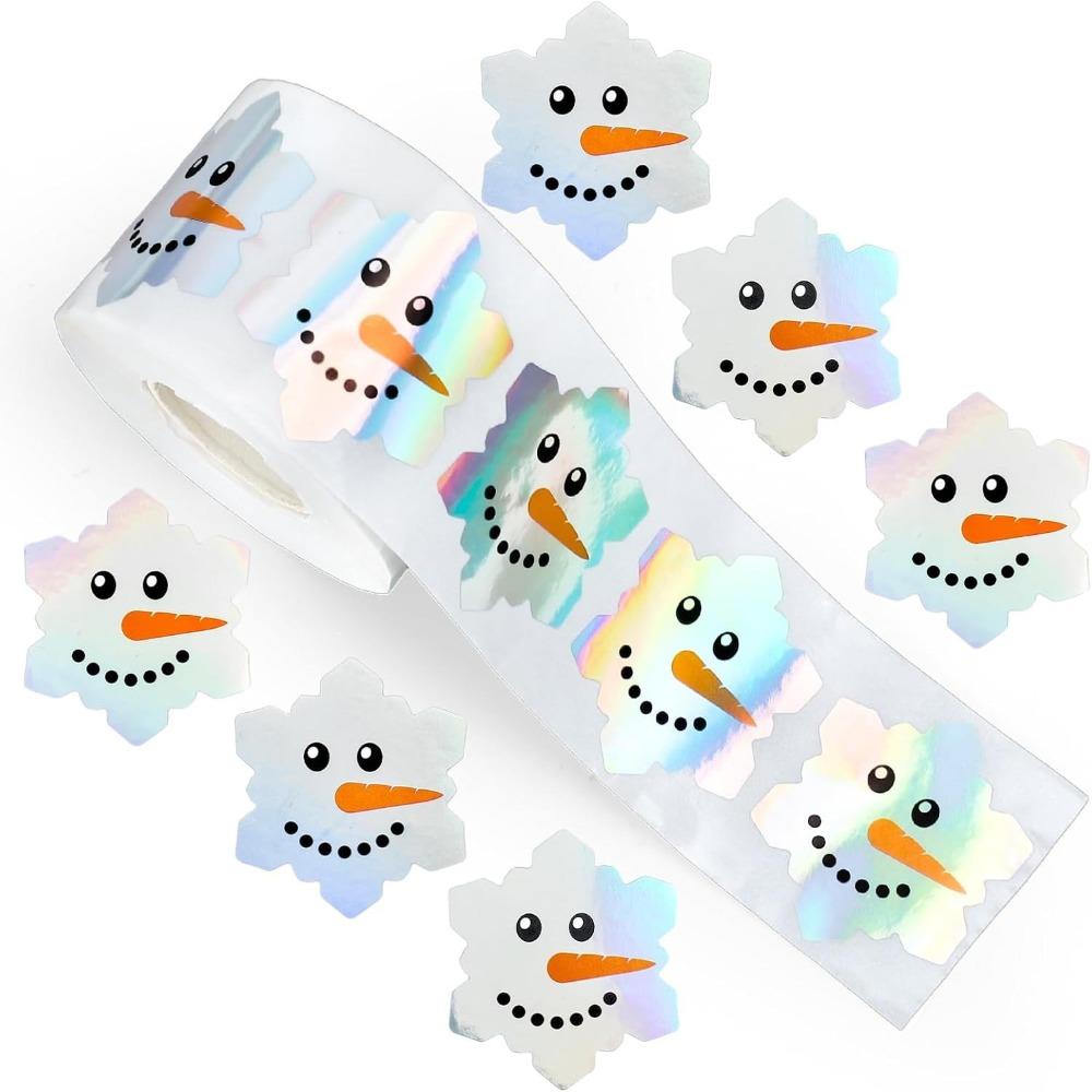 

500pcs/roll Sunflower Reflective Labels Decals Laser Type Ghost Stickers Gift Packaging Snowman