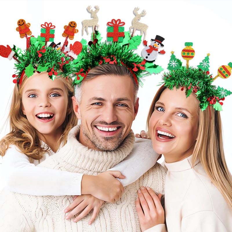 Theme Sparkling Christmas Reindeer Santa Claus Headband Year End Headwear Party