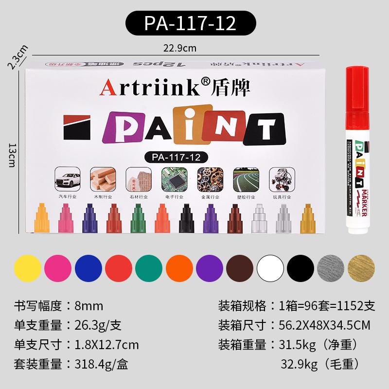 8mm Kleur Brede Kop Verf Pen Extra Dik Sneldrogend Waterdicht Schilderen Banden Bedekken Industriële Marker