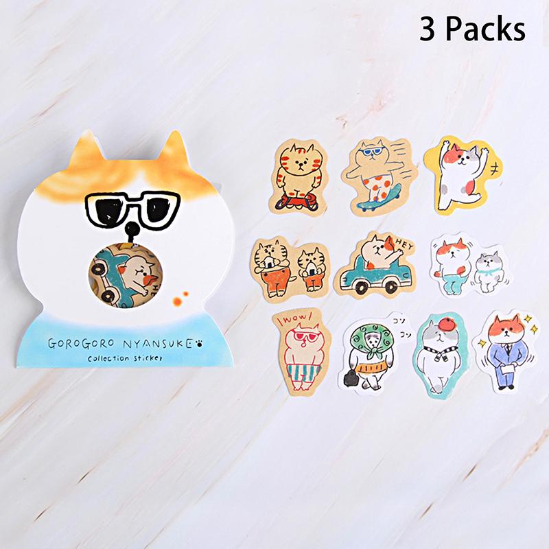 

3Pcs Cute Cartoon Cat Stickers Creative Decorative Stationery Stickers Diary Calendar Albums Decoration Stickers Gifts