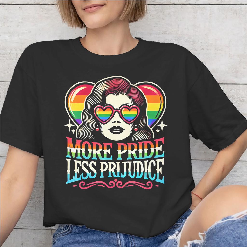 More Pride Less Prejudice Printed T Shirt for Unisex Unisex Cotton Tee Shirt Clothing