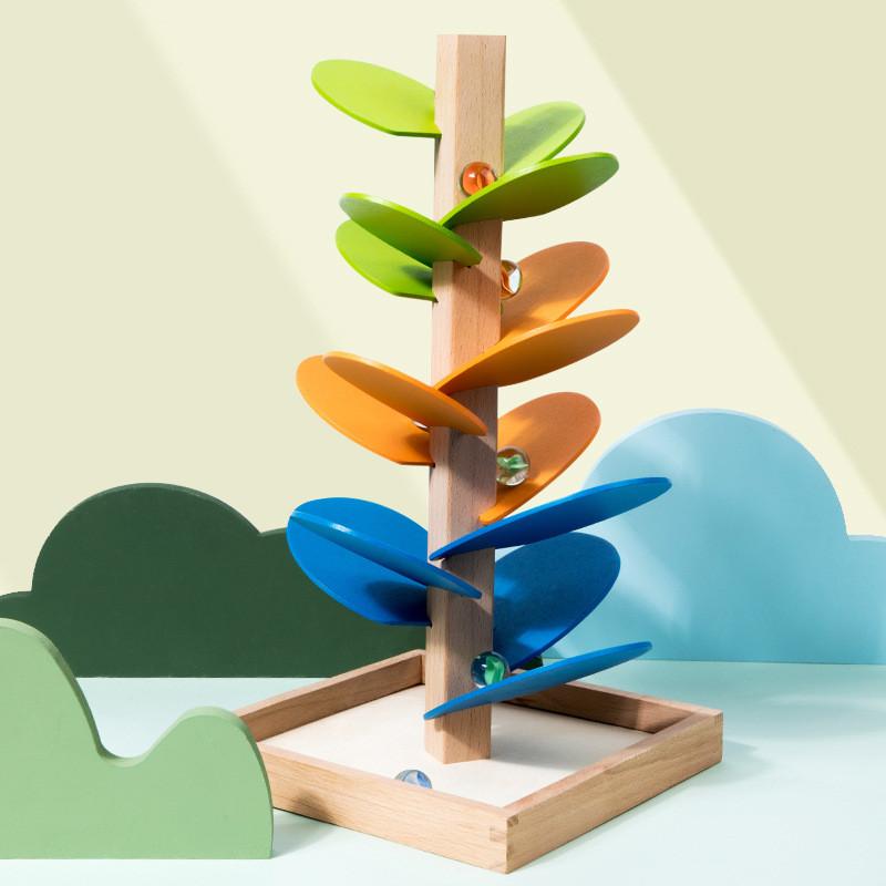 Spelling Kid Puzzle And Inserting Rainbow Tree Wooden Disassembly Track Toy Ball