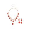 Elegant Rhinestone Tassel Geometric Water Drop Necklace & Earring Set