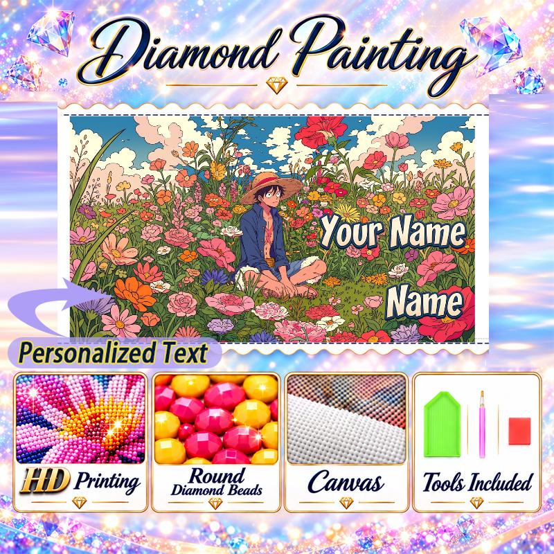 One Piece 5D DIY Diamond Painting Custom Name Text, Full Drill Rhinestone Mosaic Art Home Gift
