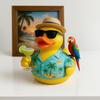 Beach Theme Duck with Parrot Ornament Waterproof Resins Craft Tropics Music Tributes Ornament For Shelf Table Display