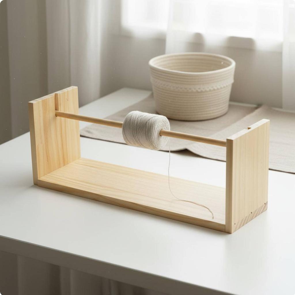 Yarn Spool Rack Knotsnag-resistantFree Wooden Yarn Holder Crafting Supply Sturdy Wood Even Rotation for Crocheters
