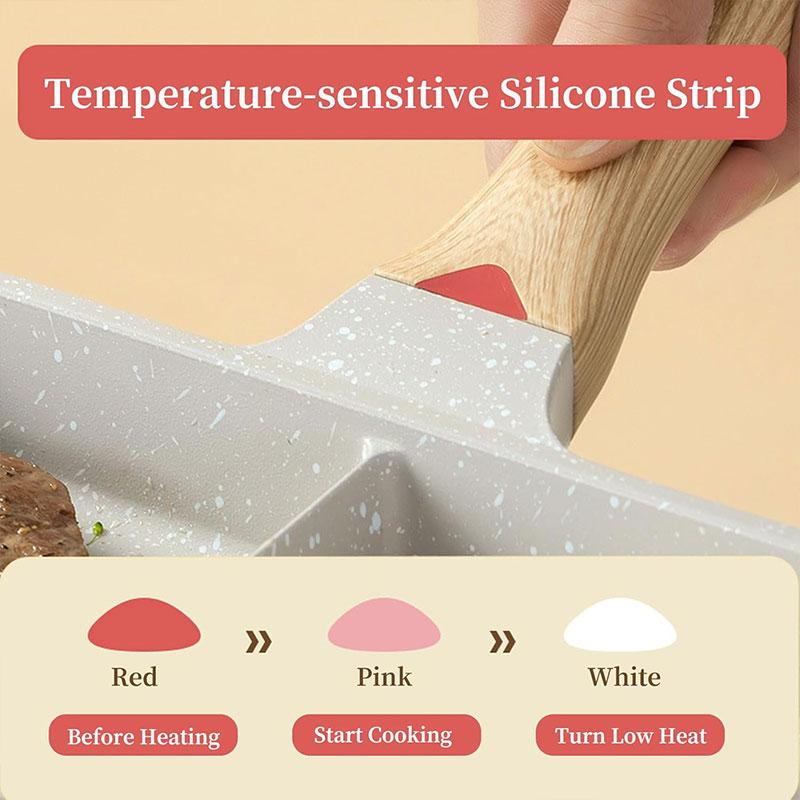 Nonstick 3-in-1 Divided Frying Pan Aluminium Square Big Grill Skillet with Bakelite Handle Omelette Egg Breakfast Frying Pan