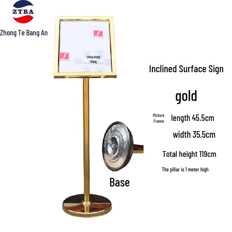 Zhongte Bangan Slanted Gold Stainless Steel Display Stand 45.5