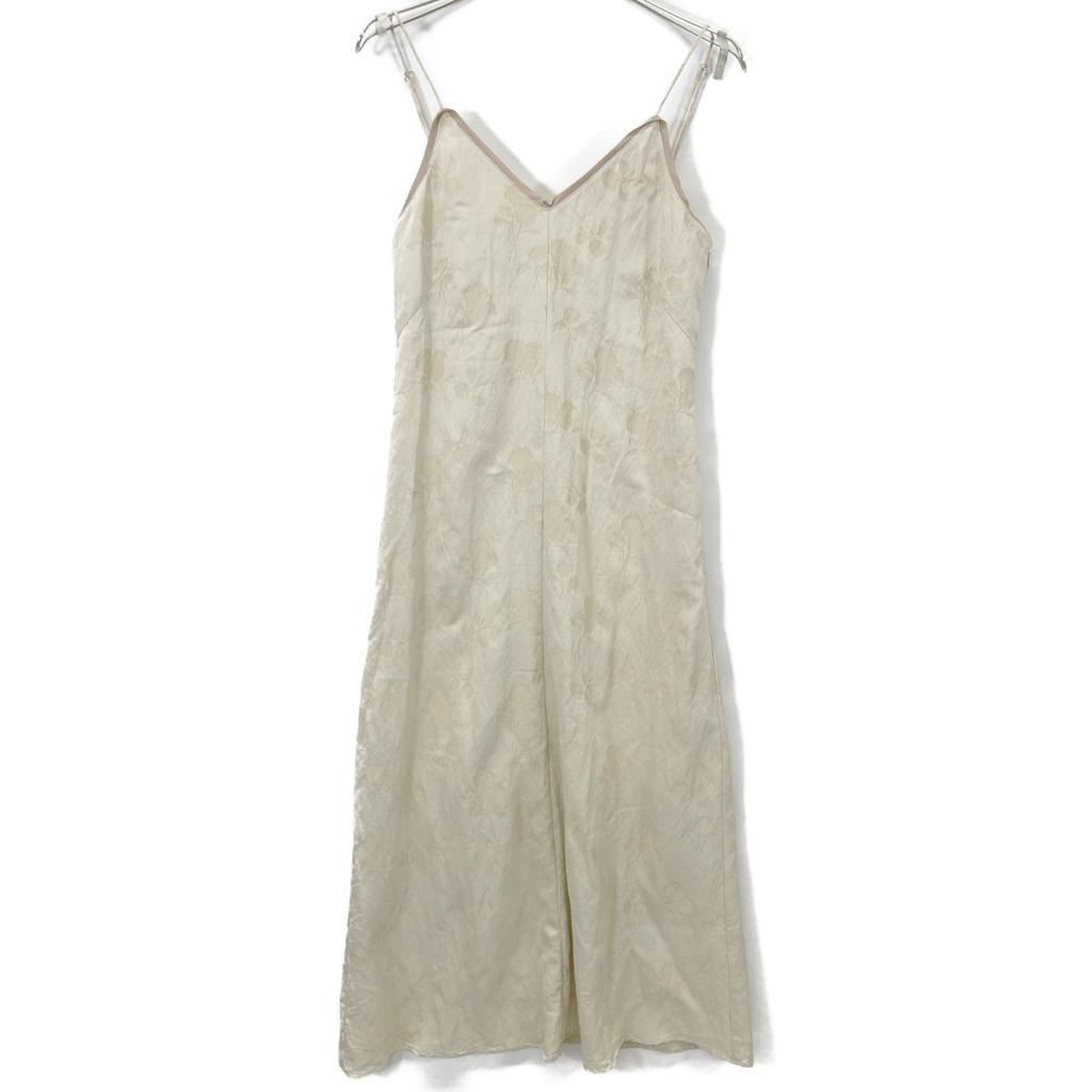 CLANE 15112-5142 Light Yellow Rayon Blend Vintage Flower Cami Dress Dress 1 beigeUsed