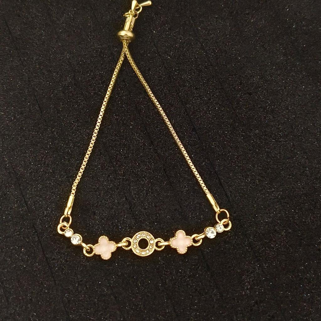 Sparkling Small Flower Zircon Pull Bracelet Women'S Cherry Blossom Diamond Niche Versatile High-End Accessories Hand Jewelry