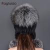 Natural Fur Hat For Women Real Mink Fur and Fox Fur Handmade Winter Female Cap Genuine Fur Lined Beanies Big Fox Fur Pompom Hats