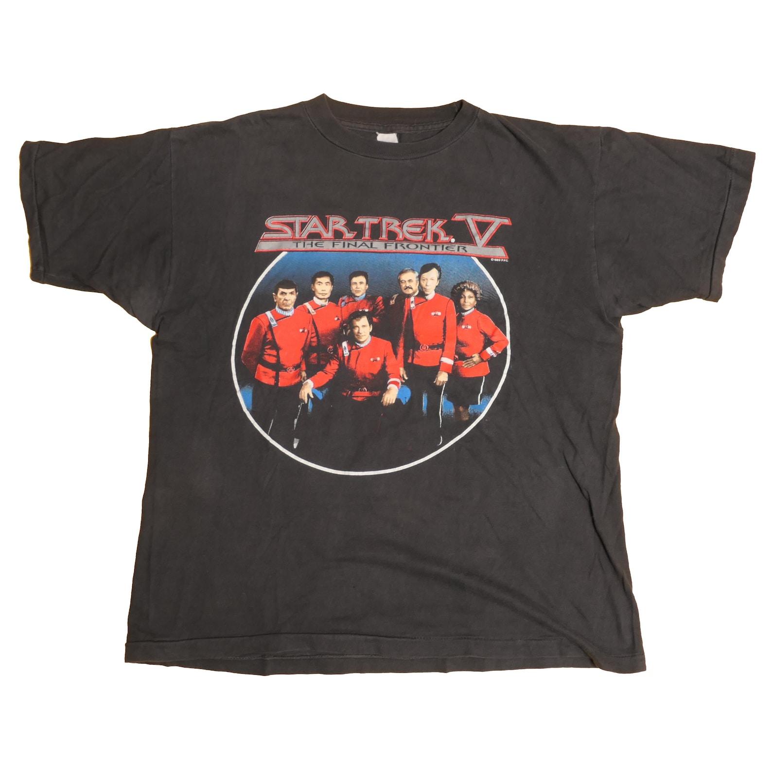 Vintage Star Trek V: The Final Frontier 1989 Movie Crew Tee Shirt Made In USA Captain Kirk Voyage Home Space Wars Film Single Stitch - XL XL