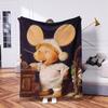 Topo gigio Ultra-Weiche Flanelldecke - Flauschige Ganzjahresdecke für Sofa, Bett, Reisen & Büro - Beige & Dunkelblau Gemütliches Zuhause