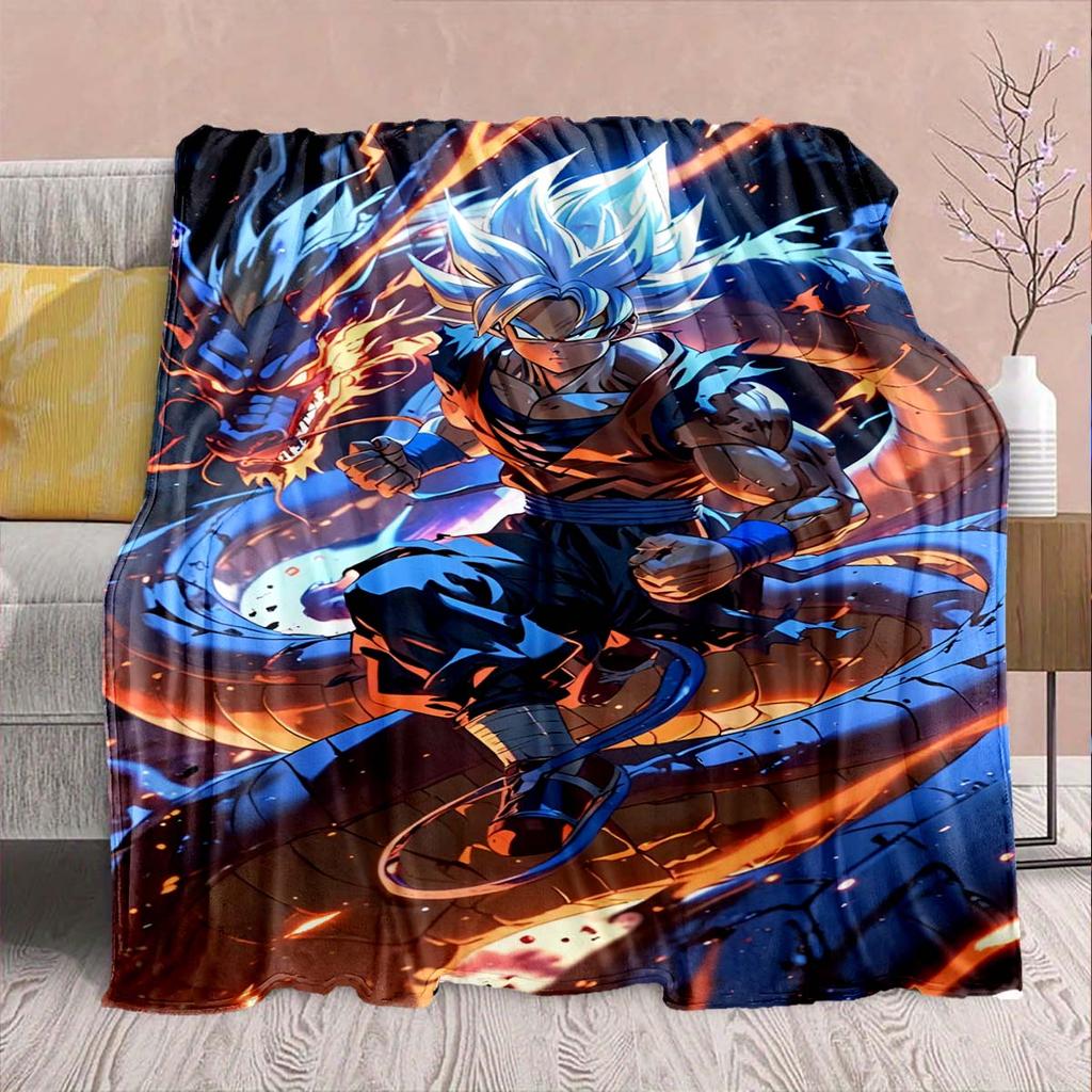 Dragon Ball Anime Flannel Blanket - Soft Warm Perfect for Sofa, Bedding Camping Travel Office Home Decor -QJY
