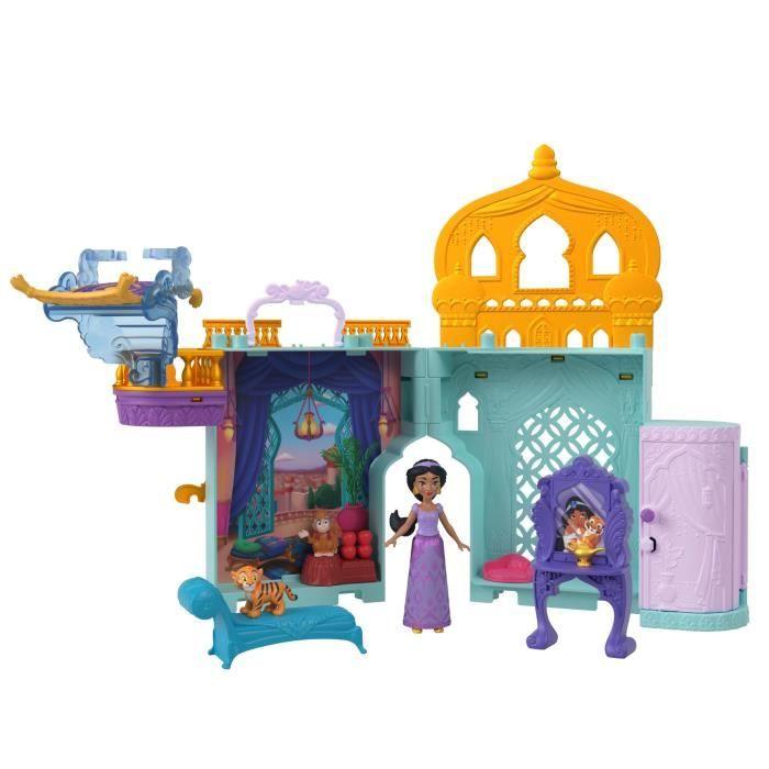 Disney Jasmine Histoires à Empiler Coffret de maison de poupée Palais de Jasmine avec Mini-poupée et 2 Animaux, Aladdin, MATTEL