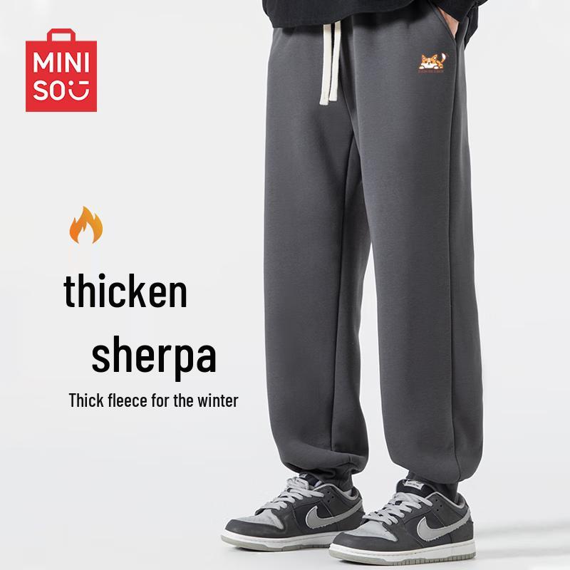 

MINISO Men s Warm Lamb Fleece Jogger Pants XL