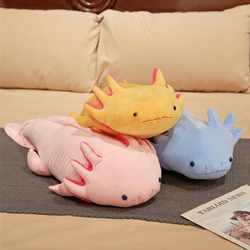 Muñeco de peluche de salamandra axolote, nuevo, 45 cm, colorido, submarino, animal kawaii, peluche, regalo
