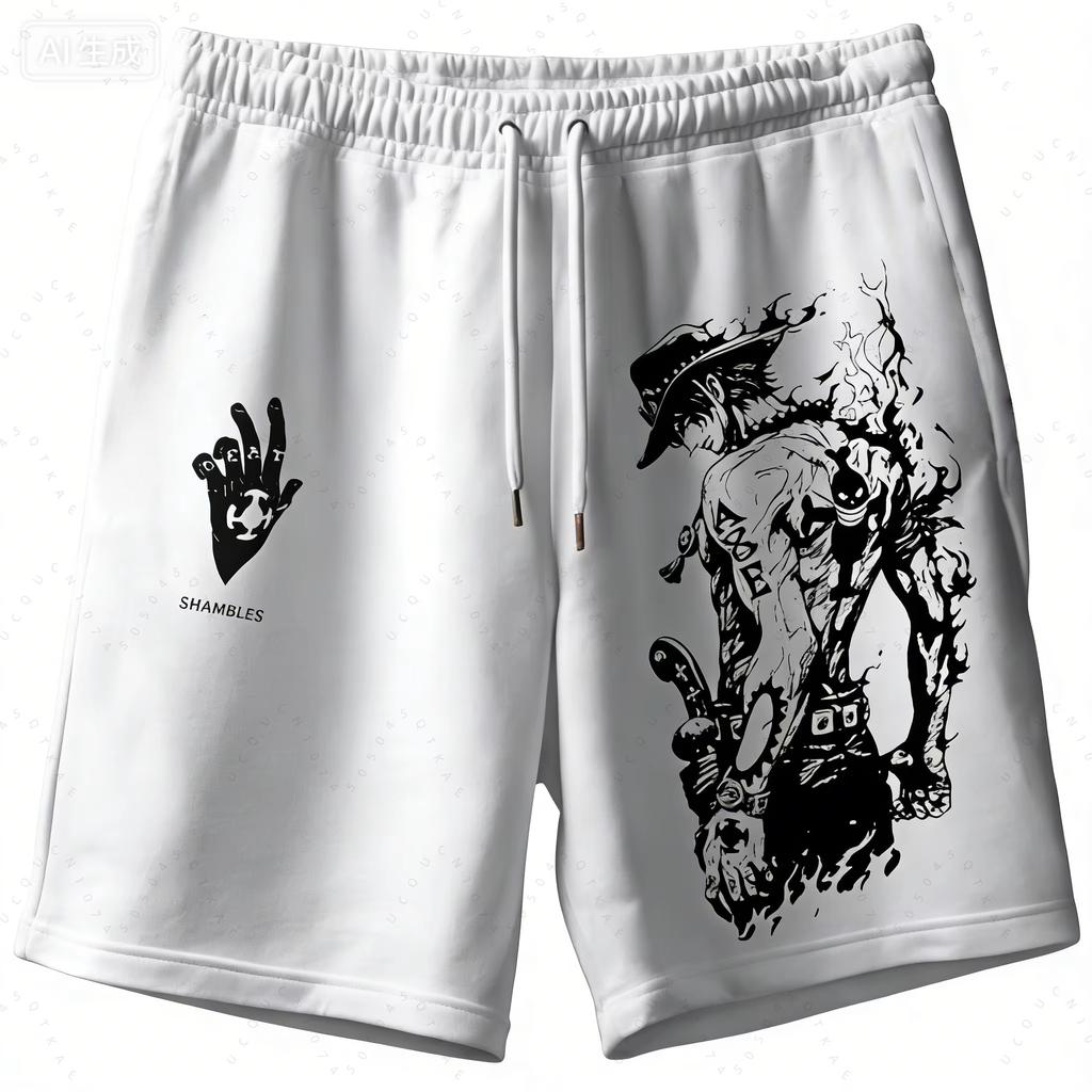 ONE PIECE Animation Luffy Sauron Peripheral Printed Shorts American Summer Men's Daily Loose Sports Breathable Shorts