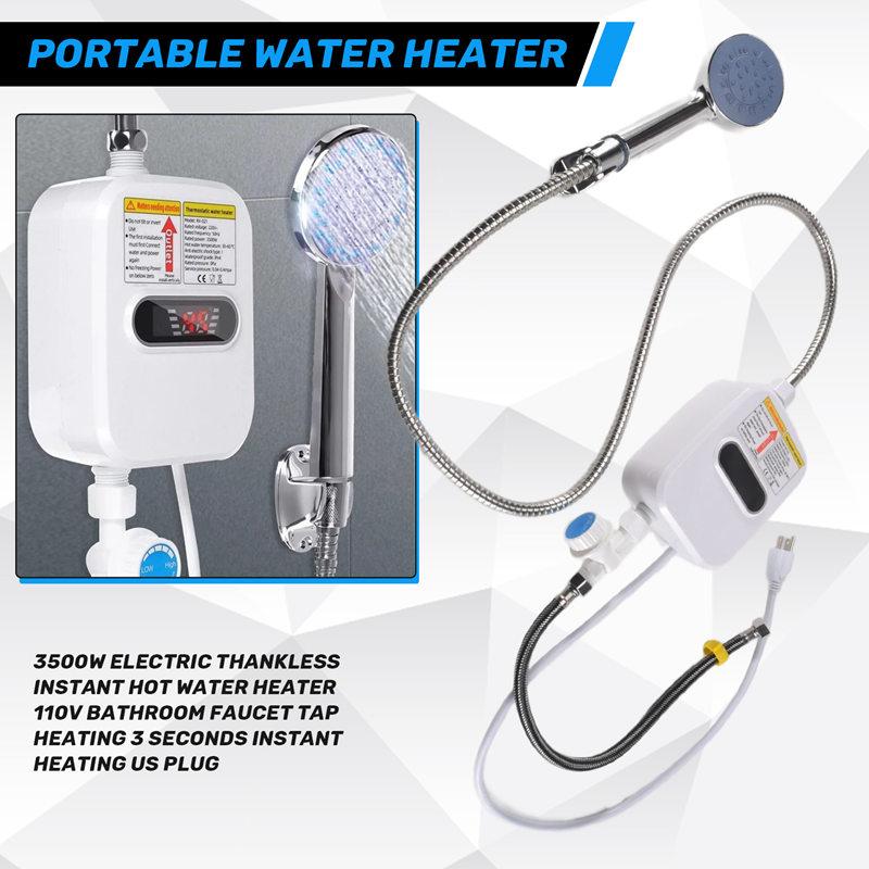 3 Seconds Instant Heating 3500W Electric Thankless Instant Hot Water Heater Bathroom Faucet Tap Heating US Plug 110V