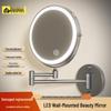 LED Lighted No-Drill Wall-Mount Foldable Double-Sided Bathroom Vanity Mirror