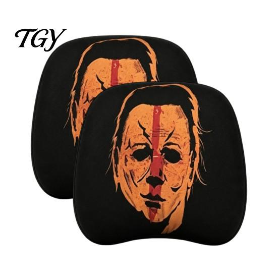 Breathable Car Interior Accessories 2Pcs Halloween Headrest Covers, Creepy Ghost Face Seat Universal Fit Protector, Auto Decor for SUV Truck
