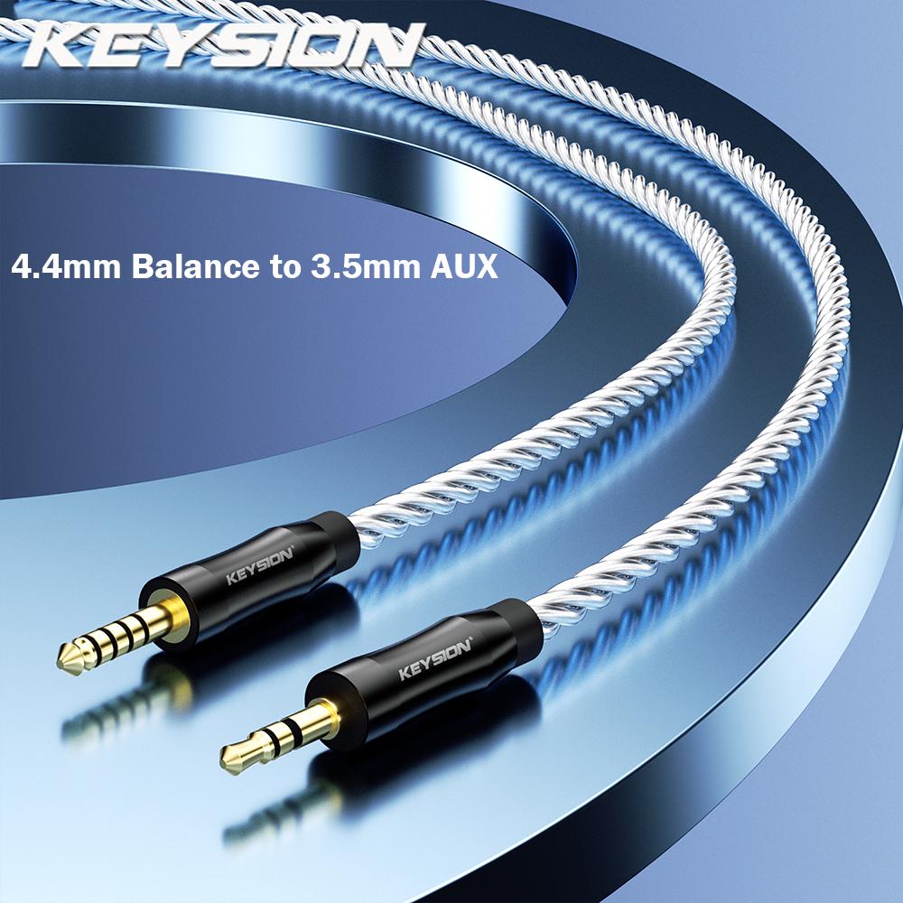 KEYSION 3.5mm/4.4mm Balance To 3.5mm Audio Cable Hi-end OFC Silver-plated HiFi Stereo Jack Male To Male AUX Extension Cord for Headphones Speaker