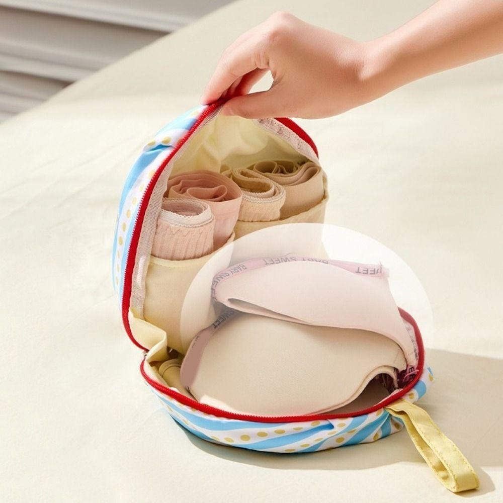 Cartoon Underwear Storage Bag Handheld Large Capacity Intimate Clothes Bag with Zipper Folding Lingerie Pouch for Home