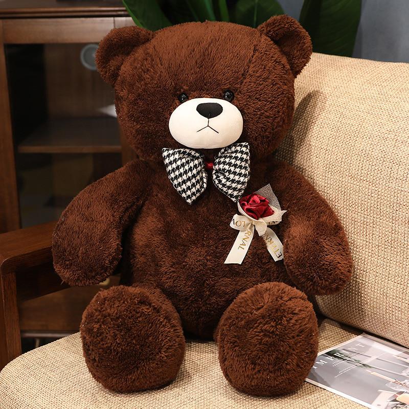 Cartoon Bear Rose Plush Toy Cute Bow Tie Send Girl Valentine Day Children Gift