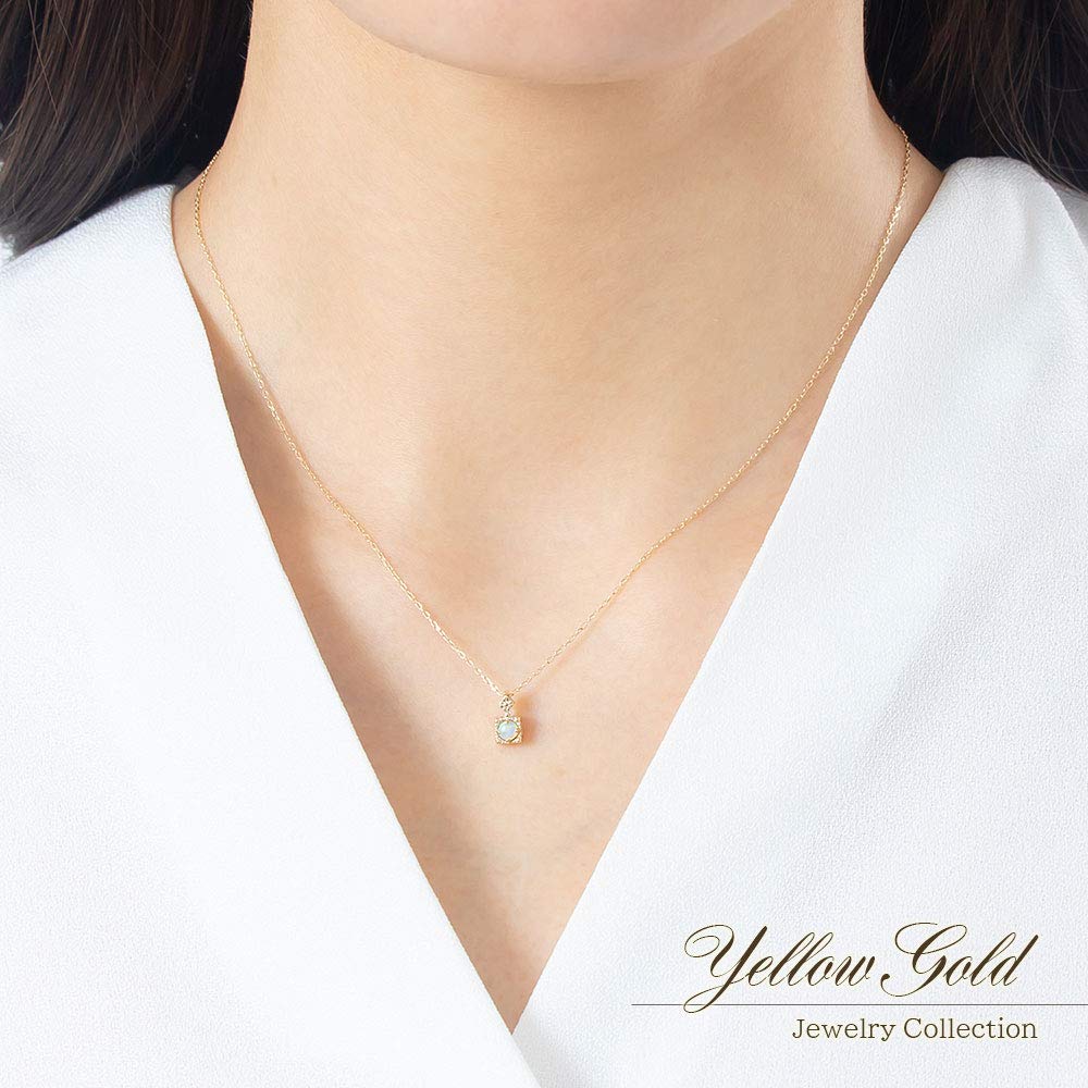 Barzaz Opal Natural Yellow Small Necklace, Stone, Gold, Women's, K10, 10K,