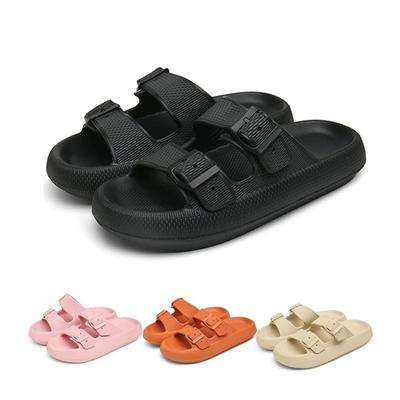 Men and Women Comfortable and Soft Indoor and Outdoor Slippers Double Buckle Adjustable EVA Flat Sandals