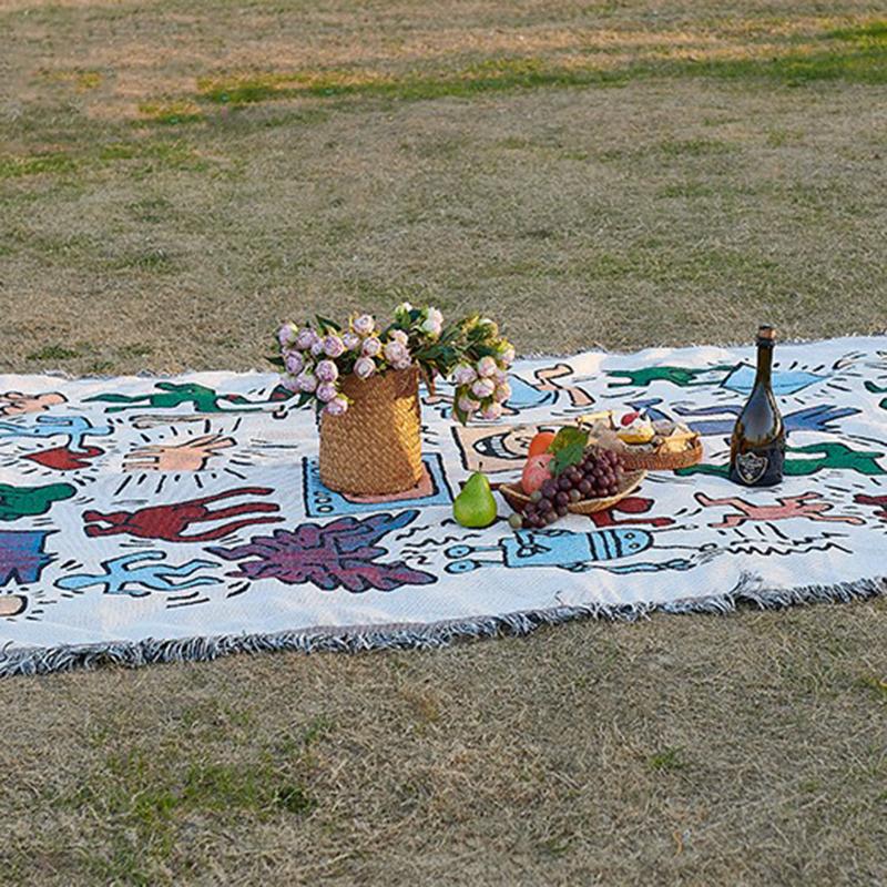 Outdoor Moisture-proof Thickening Picnic Mat Waterproof Foldable  Lightweight Graphic Print Family Mat Portable Large Picnic Blankets Travel Hiking