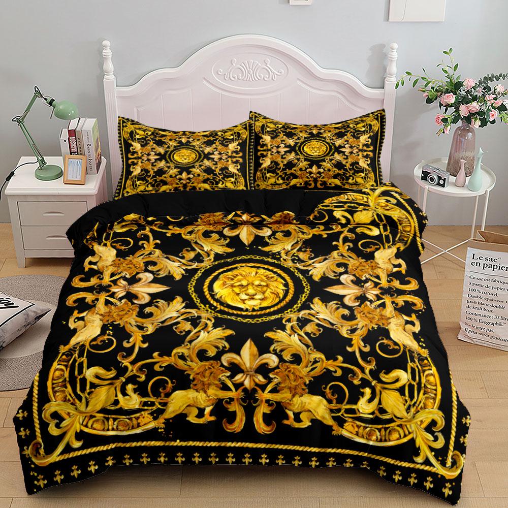 European Style Baroque Pattern Lion Duvet Cover Set King Queen Double Full Twin Single Size Bed Linen Set