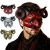 Halloween Maske Gotischer Ziegenkopf mit Hörnern, Detailliert geschnitzte Dämonenschädel Maske für Erwachsene, Gruseliges Tier Cosplay Kostüm für Party, Maskenball Harter Schaumstoff