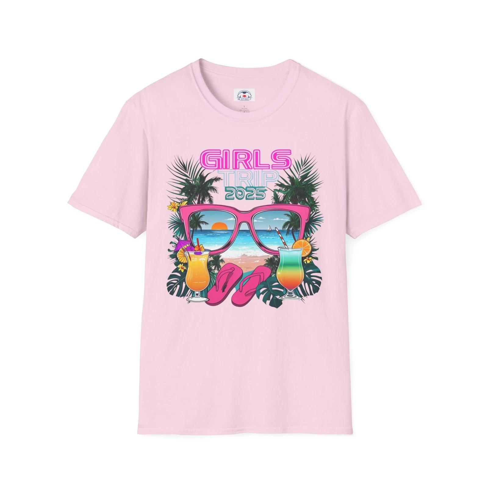 Girls Trip 2025 T-Shirt Vacation Apparel Summer Fun Travel Shirt Beach Party L