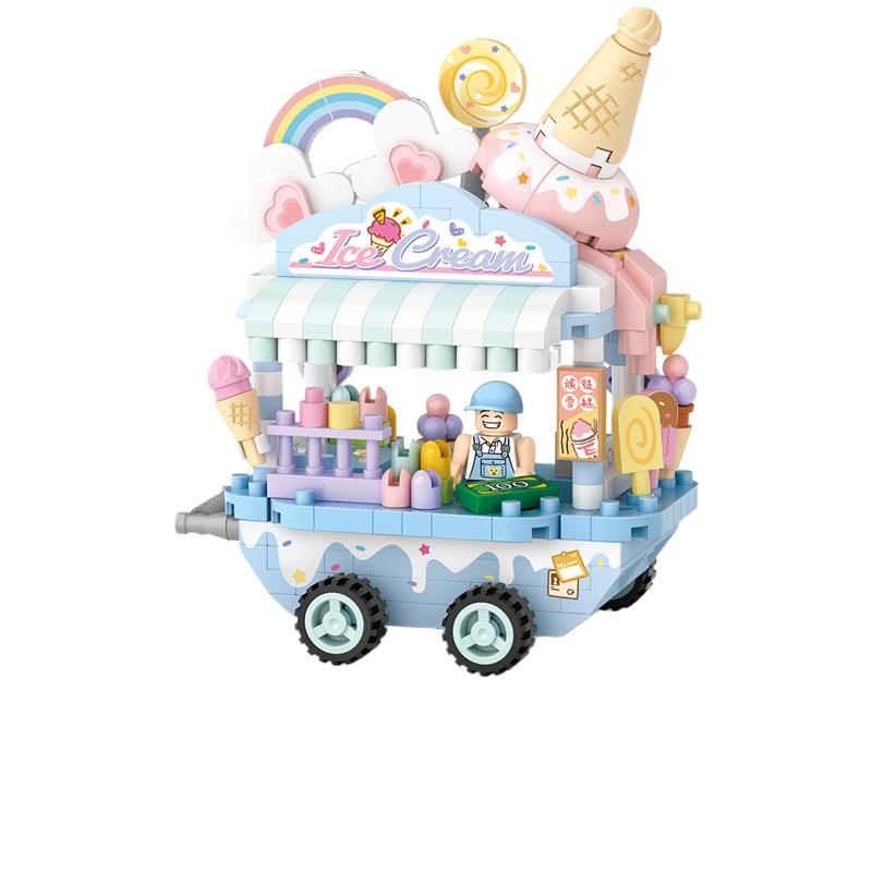 City Iandscape Building Block Scene Cafe Flower Shop Retail Building Block Model Ornament Toy Gift