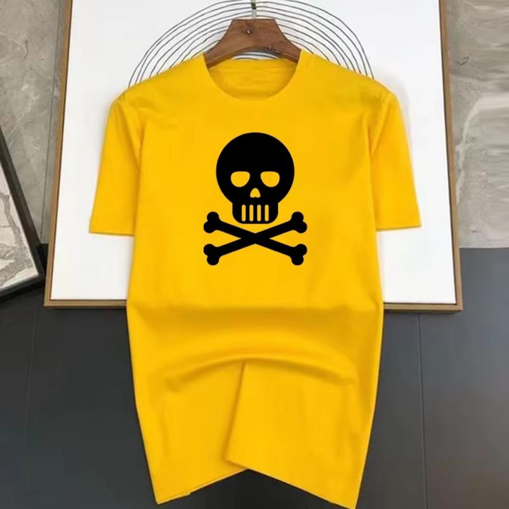 Summer T Shirts for Men Skull Graphic Printed Cotton Short-Sleeve Oversized T Shirt Tees Loose Woman Brand Men Clothes