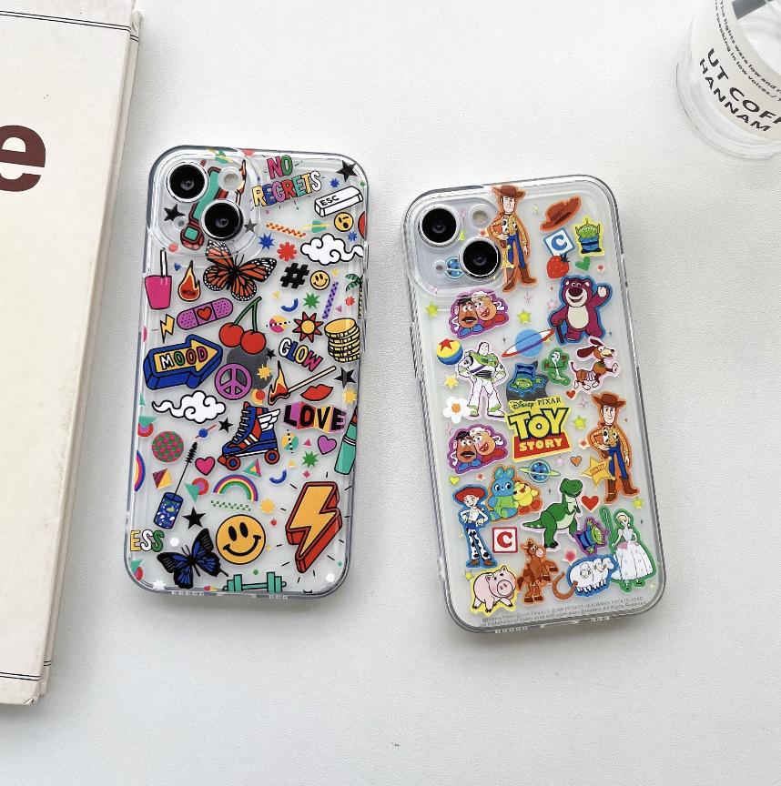 High-End 076 Rainbow Smile & 077 Toy Story Phone Cases for Apple 14/15