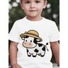 European sizes Boys' Cow Print T-Shirt - Short Sleeve Round Neck Casual Shirt with Cute Cow Patterns, Spring Summer Fall Outfits Suitable for