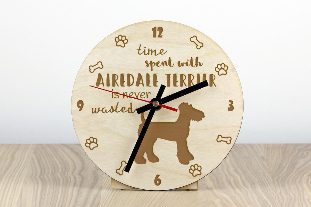 Airedale Terrier, Bingley Terrier – Clock with dog, wooden clock with engraving | Art-Dog