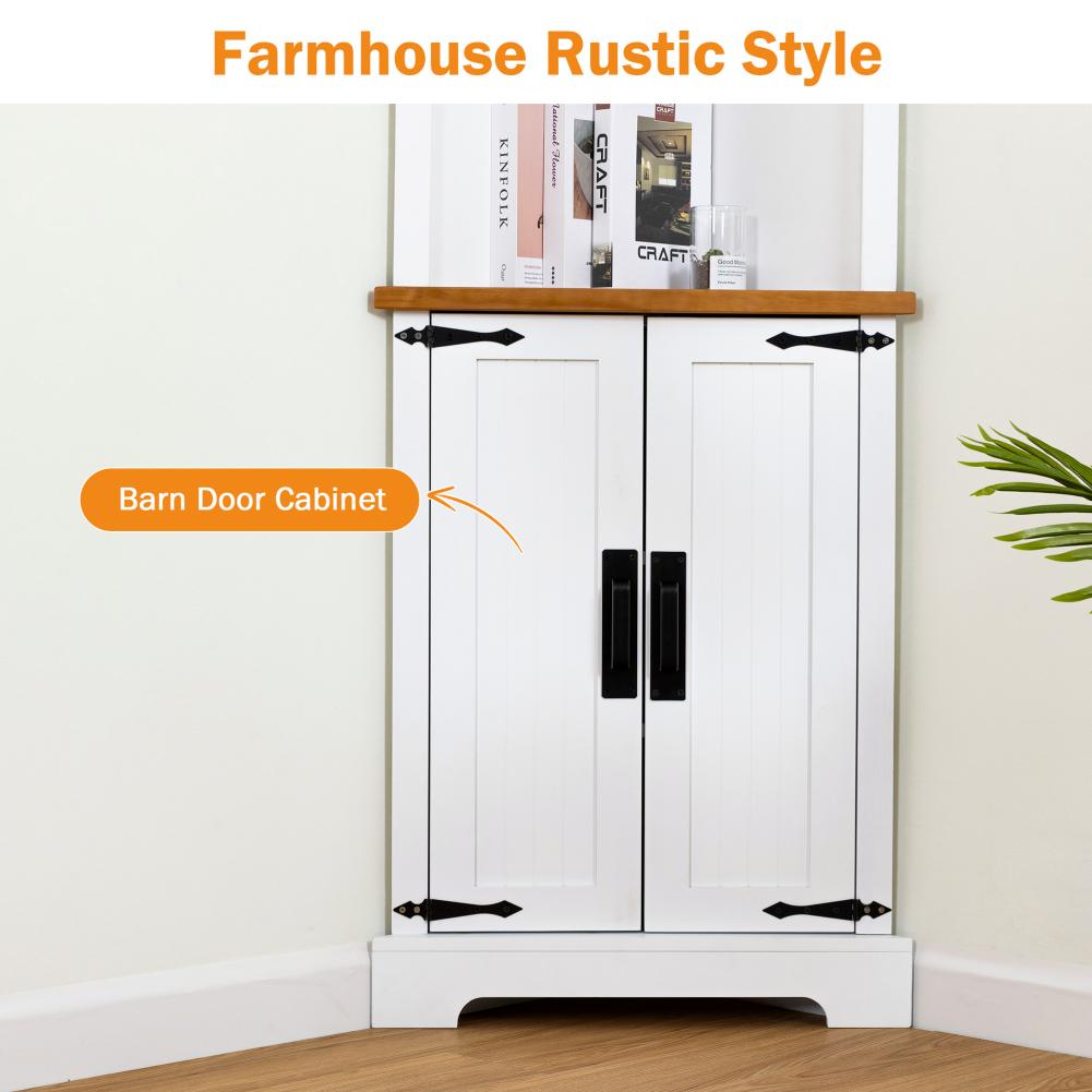 US Corner Cabinet Tall Corner Bathroom Storage Cabinet With 2 Doors And 3 Shelves Modern Pantry Cabinet Space Saver For Kitchen