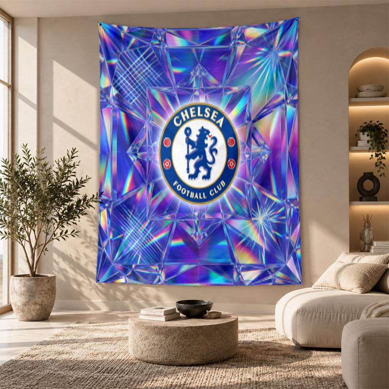 Arazzo Decorativo, Arte da Parete Stampato Chelsea FC, Appeso a Parete Leggero per Sfondo Camera da Letto