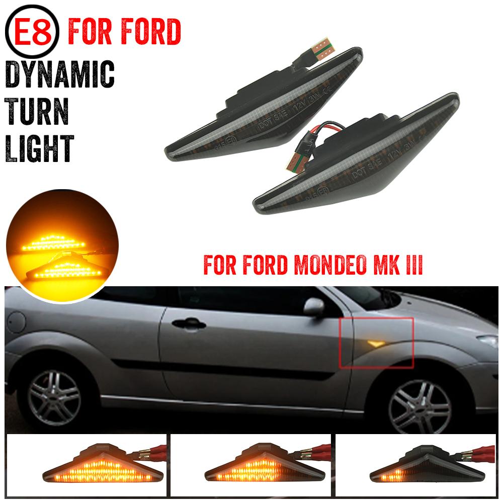 Flowing Side Repeater Light LED Dynamic Side Marker Turn Signal Lights Indicator Blinker Lamp For Ford MONDEO MK III 2000-2007 Dynamic Smoked Type