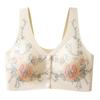 Women New Chinese Style Printed Front Buckle Wireless Comfortable Gather Bra