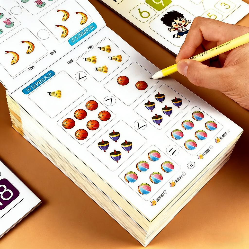 62 Pages Kids Math Workbook, Dot Matrix Tracing Book for Number Comparison, Preschool Learning Activities Book for Kids Age 3-6