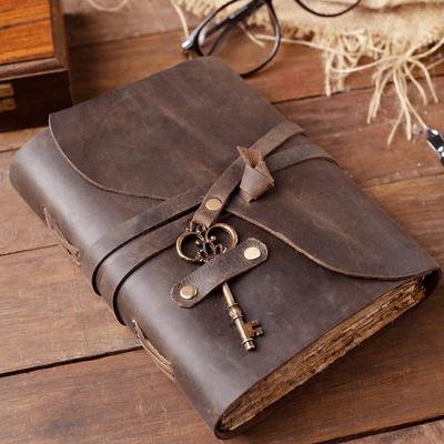 Diario de cuero vintage con llave - A5