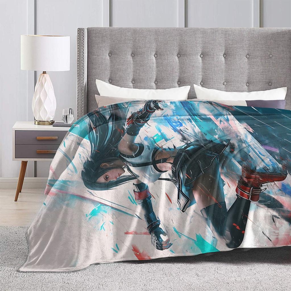 Creative Graffiti Tifa Lockhart Flannel Printed Blanket Suitable for All Seasons Suitable for Living Room Office Sofa and Travel