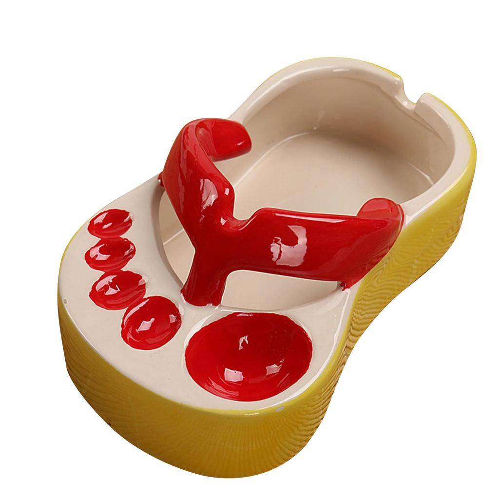 Cute Food Servering Bowl Ceramic Slipper Shape Mini French Fries Plate Flip Flops  Creative Ashtray Plate