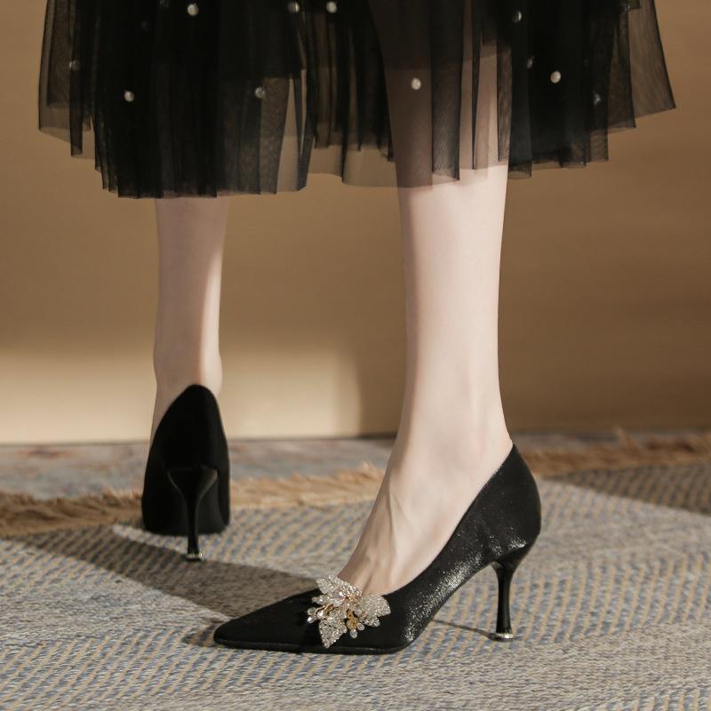 Woman 2026 Trend Luxury Pumps Pointed toe Party Ladies Shoes High Heels White Wedding Shoes Rhinestone Women's Shoes