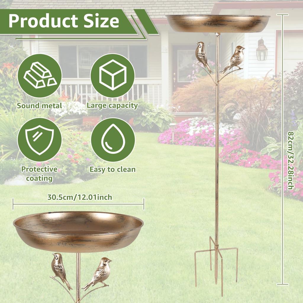 Bird Feeder Standing Bath Iron Large Capacity Outdoor Bird Bath Tub With 5 Pronged Base Garden Decoration Bird Feeding Water